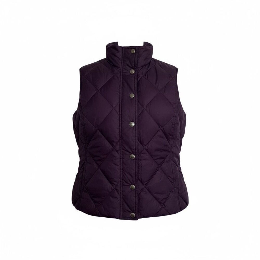 Lands'‎ End Down Feather Filled Snap Front Quilted Puffer Vest Purple Size XS